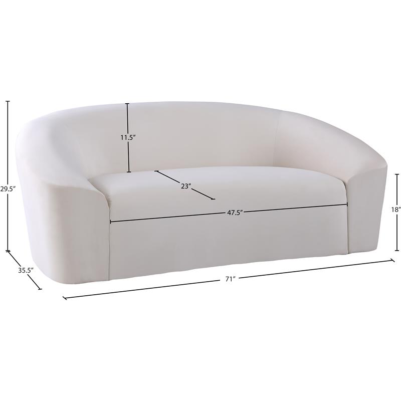 Pemberly Row Modern / Contemporary Upholstered Cream Velvet Loveseat