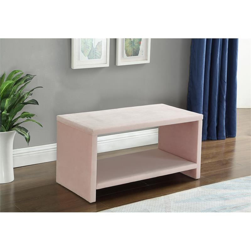 Pemberly Row Contemporary Upholstered Pink Velvet Nightstand