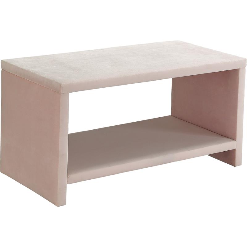 Pemberly Row Contemporary Upholstered Pink Velvet Nightstand