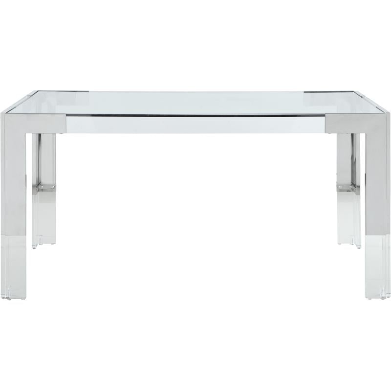 Pemberly Row Chrome Stainless Steel and Acrylic Dining Table