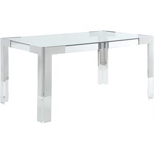 Pemberly Row Chrome Stainless Steel and Acrylic Dining Table