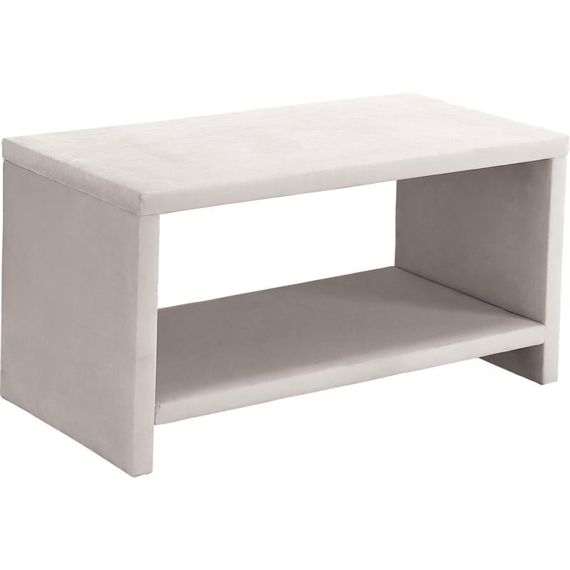 Pemberly Row Contemporary Upholstered Cream Velvet Nightstand
