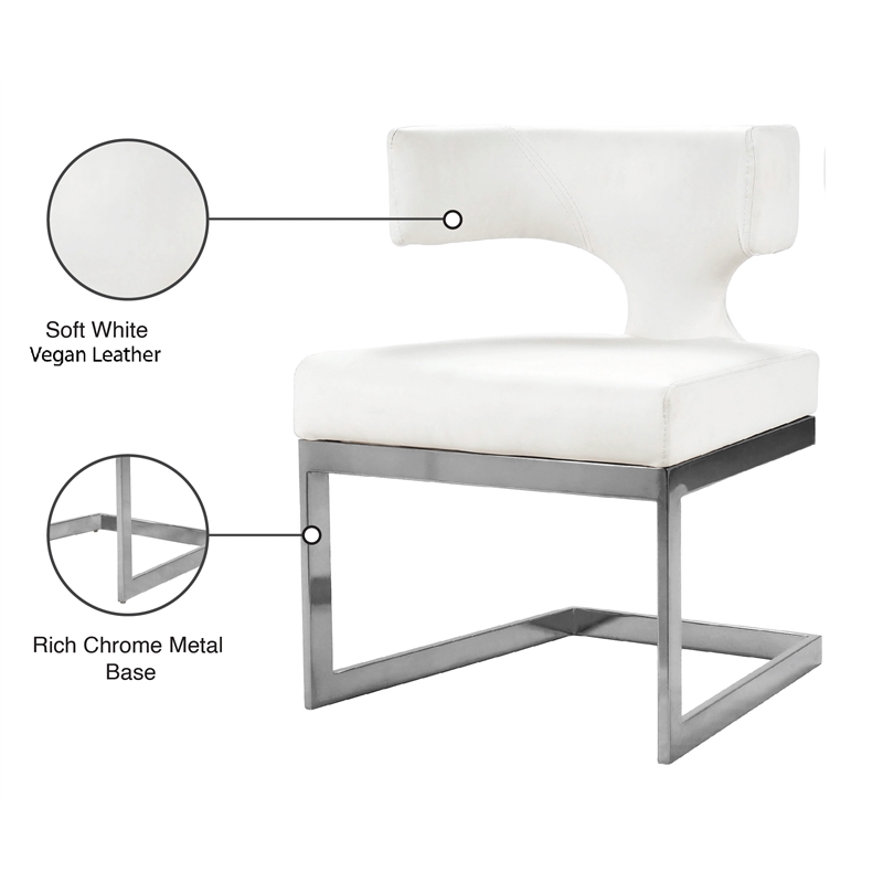 Pemberly Row Contemporary Soft White Vegan Leather Dining Chair