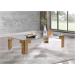 Pemberly Row Contemporary Gold Stainless Steel and Acrylic Dining Table