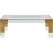 Pemberly Row Contemporary Gold Stainless Steel and Acrylic Dining Table