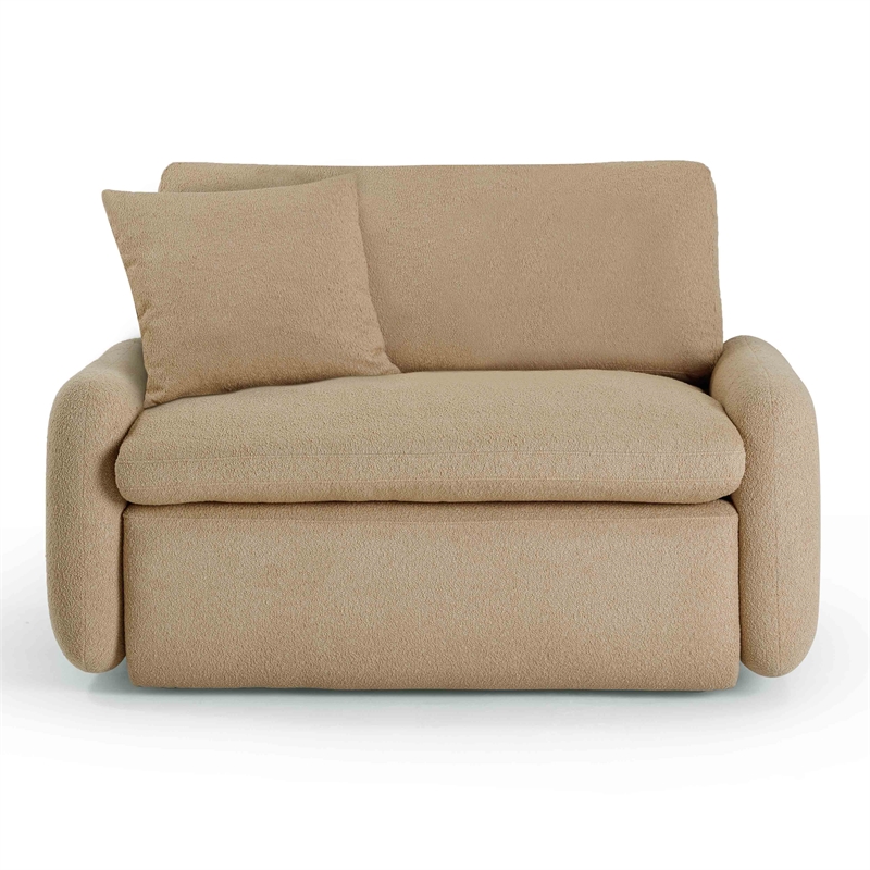 Pemberly Row Contemporary Upholstered Tan Boucle Lounge Chair