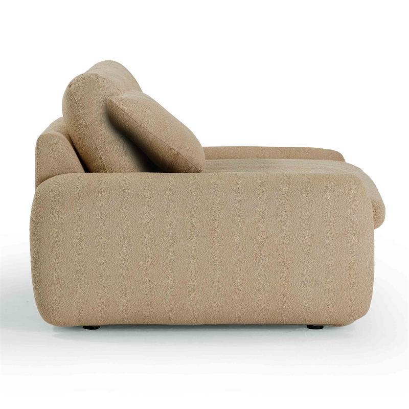 Pemberly Row Contemporary Upholstered Tan Boucle Lounge Chair