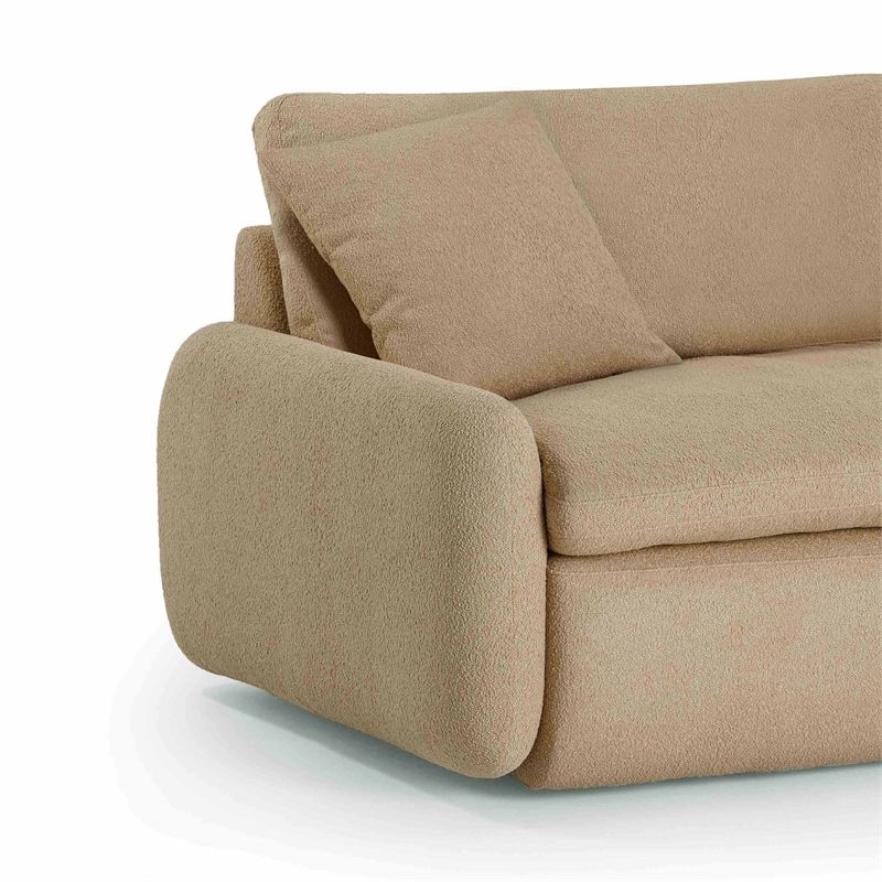 Pemberly Row Contemporary Upholstered Tan Boucle Lounge Chair