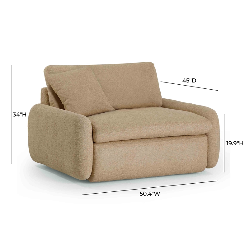 Pemberly Row Contemporary Upholstered Tan Boucle Lounge Chair