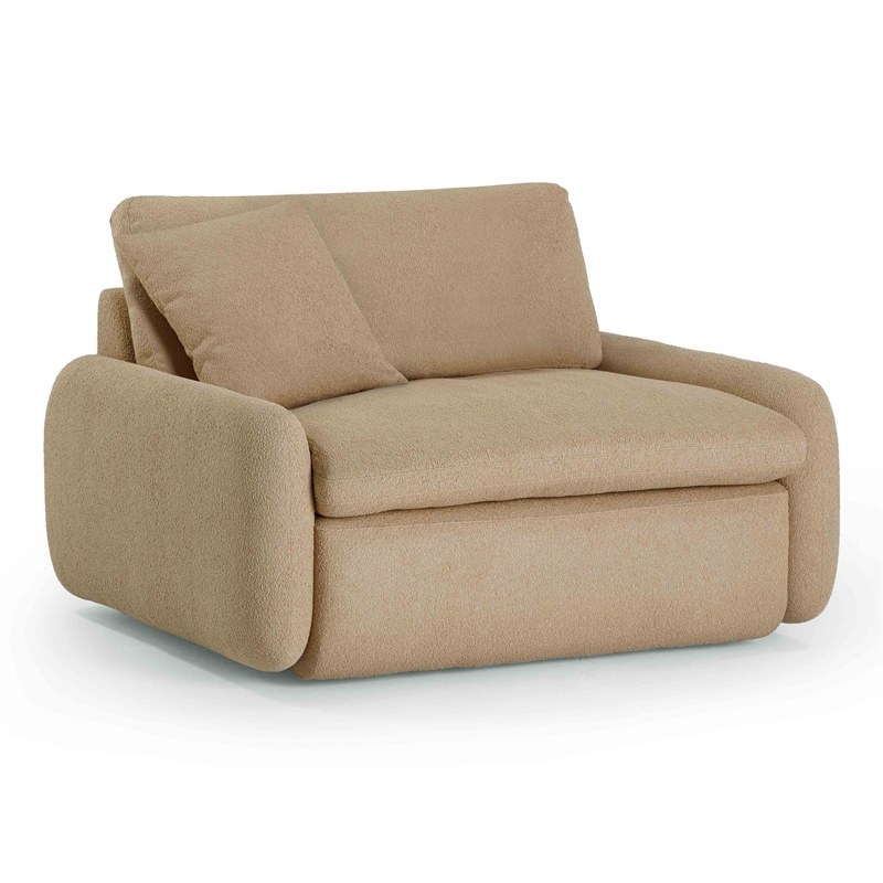 Pemberly Row Contemporary Upholstered Tan Boucle Lounge Chair