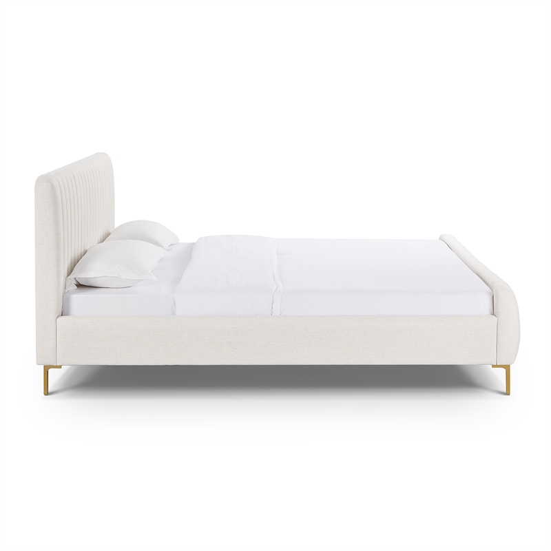 Pemberly Row Natural Upcycled Linen King Bed - 82.3