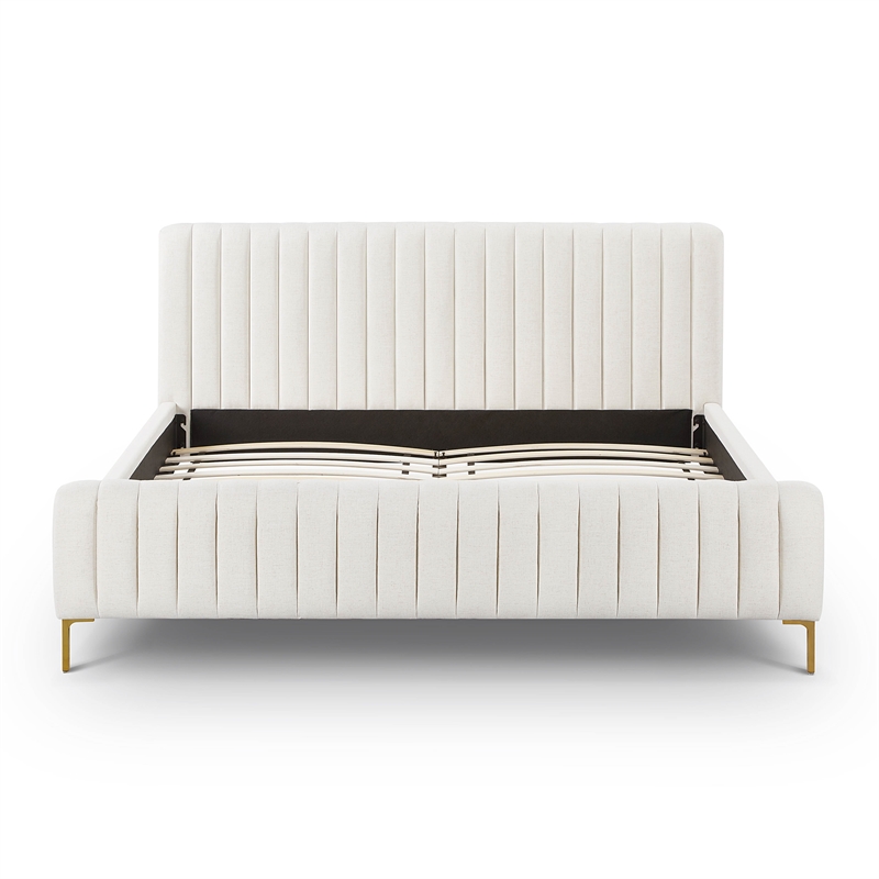 Pemberly Row Natural Upcycled Linen King Bed - 82.3
