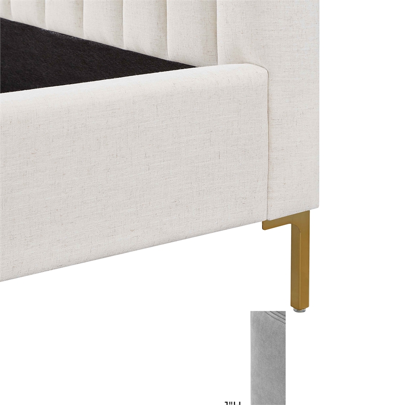 Pemberly Row Natural Upcycled Linen King Bed - 82.3