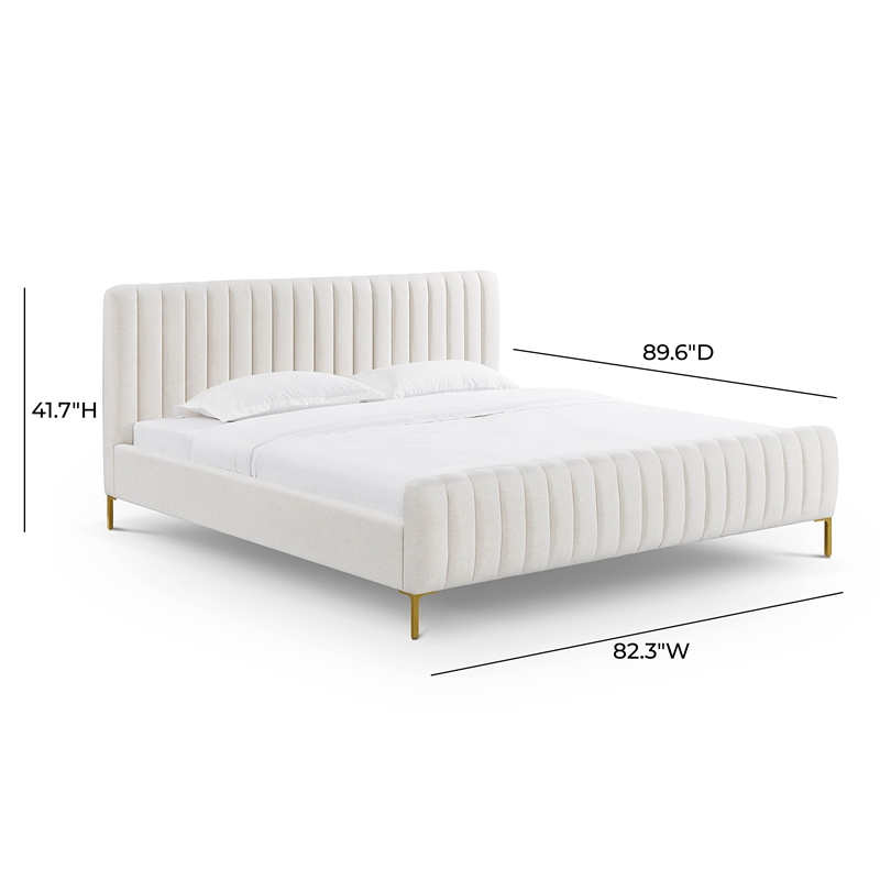 Pemberly Row Natural Upcycled Linen King Bed - 82.3
