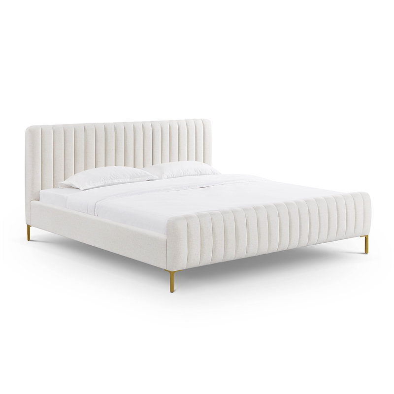 Pemberly Row Natural Upcycled Linen King Bed - 82.3