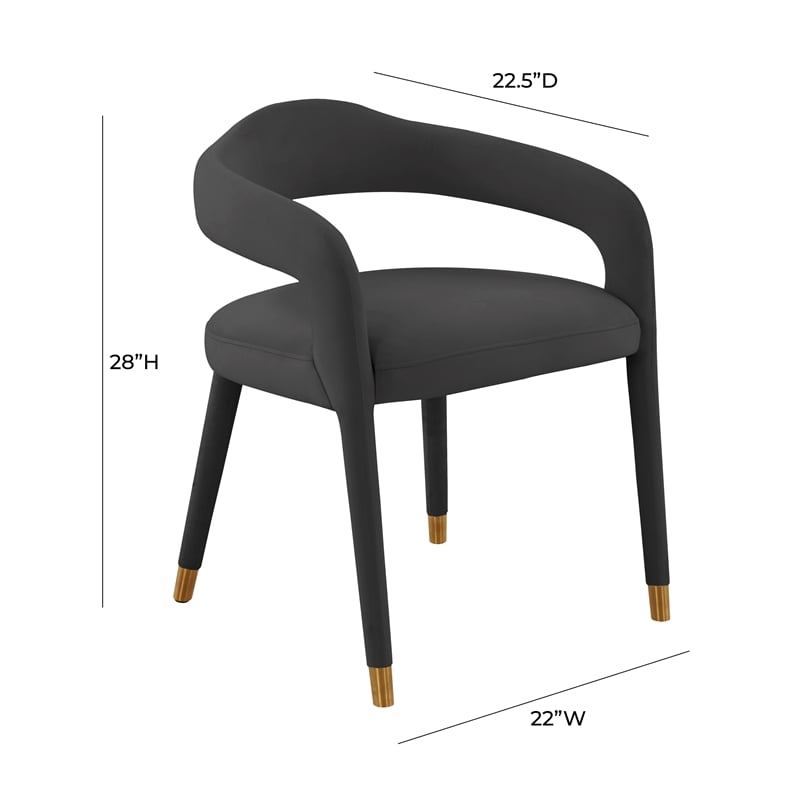Pemberly Row Transitional Black Velvet Dining Chair - 22.1