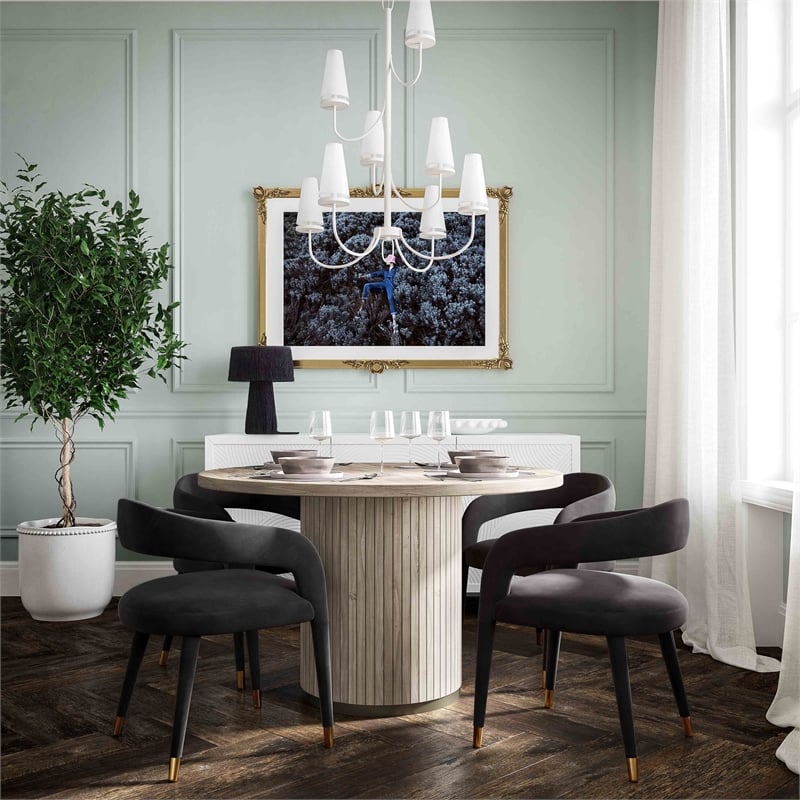 Pemberly Row Transitional Black Velvet Dining Chair - 22.1