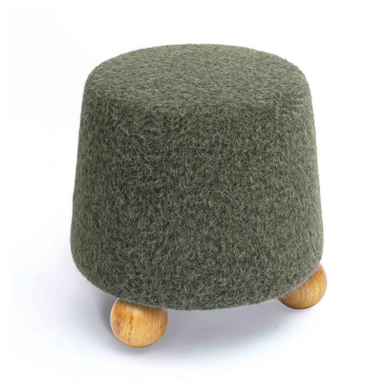Pemberly Row Forest Green Loose Mohair Ottoman - 47.5