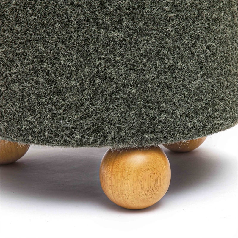 Pemberly Row Forest Green Loose Mohair Ottoman - 47.5