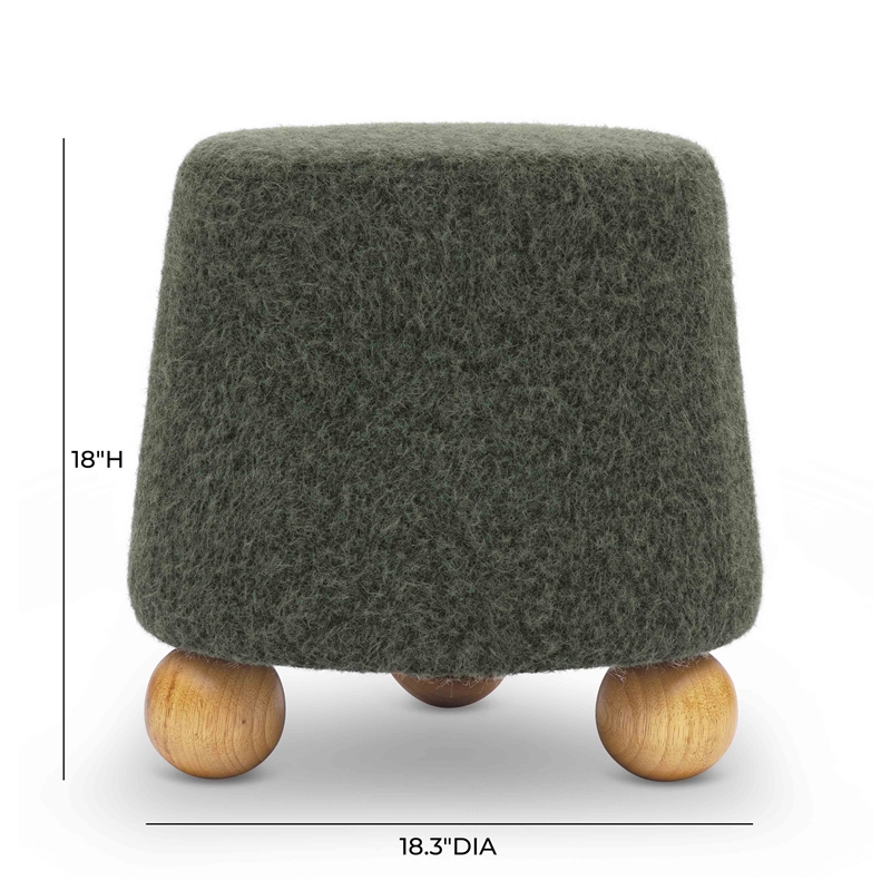Pemberly Row Forest Green Loose Mohair Ottoman - 47.5