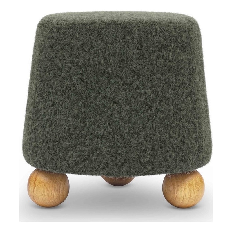 Pemberly Row Forest Green Loose Mohair Ottoman - 47.5