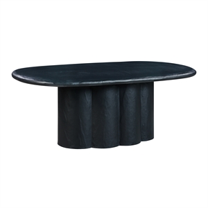 Pemberly Row Oval Faux Plaster & Stone Dining Table in Black