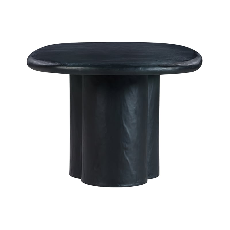 Pemberly Row Oval Faux Plaster & Stone Dining Table in Black