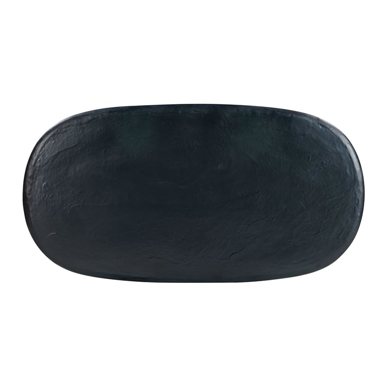 Pemberly Row Oval Faux Plaster & Stone Dining Table in Black