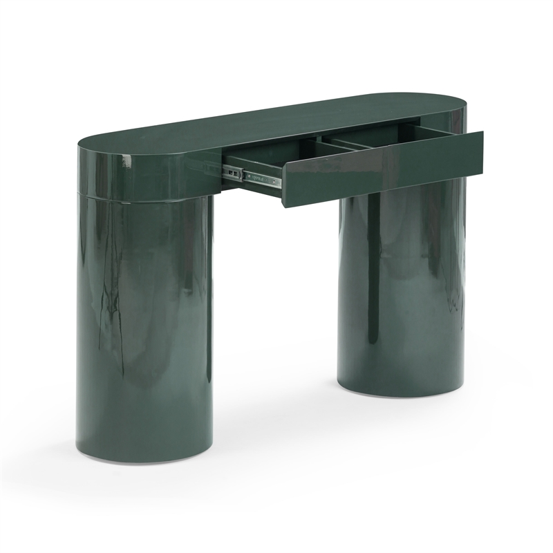 Pemberly Row Contemporary Deep Green High Gloss Console Table