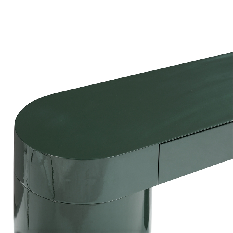 Pemberly Row Contemporary Deep Green High Gloss Console Table