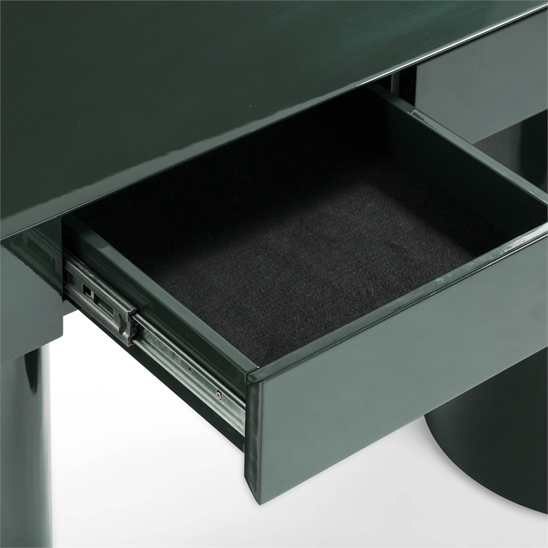 Pemberly Row Contemporary Deep Green High Gloss Console Table