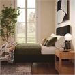Pemberly Row Contemporary Black Finish Upcycled Linen King Bed