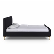 Pemberly Row Contemporary Black Finish Upcycled Linen King Bed