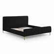 Pemberly Row Contemporary Black Finish Upcycled Linen King Bed