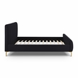 Pemberly Row Contemporary Black Finish Upcycled Linen King Bed