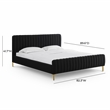 Pemberly Row Contemporary Black Finish Upcycled Linen King Bed