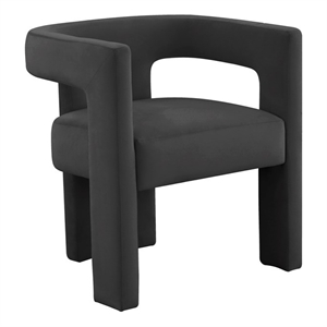 Pemberly Row Transitional Black Velvet Upholstered Dining Chair