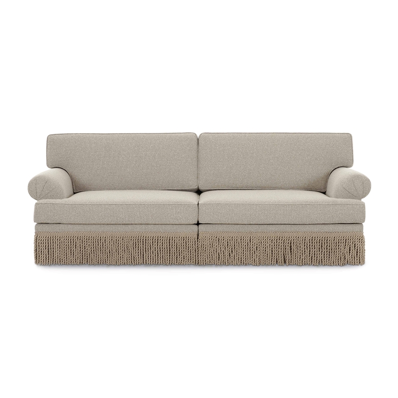 Pemberly Row Contemporary Cream Boucle Upholstered Modular Sofa