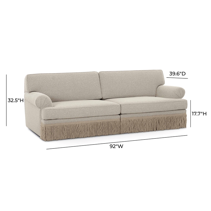 Pemberly Row Contemporary Cream Boucle Upholstered Modular Sofa