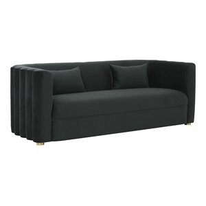 Pemberly Row 29.1&quotH Modern Velvet Upholstered/Wood Sofa in Black