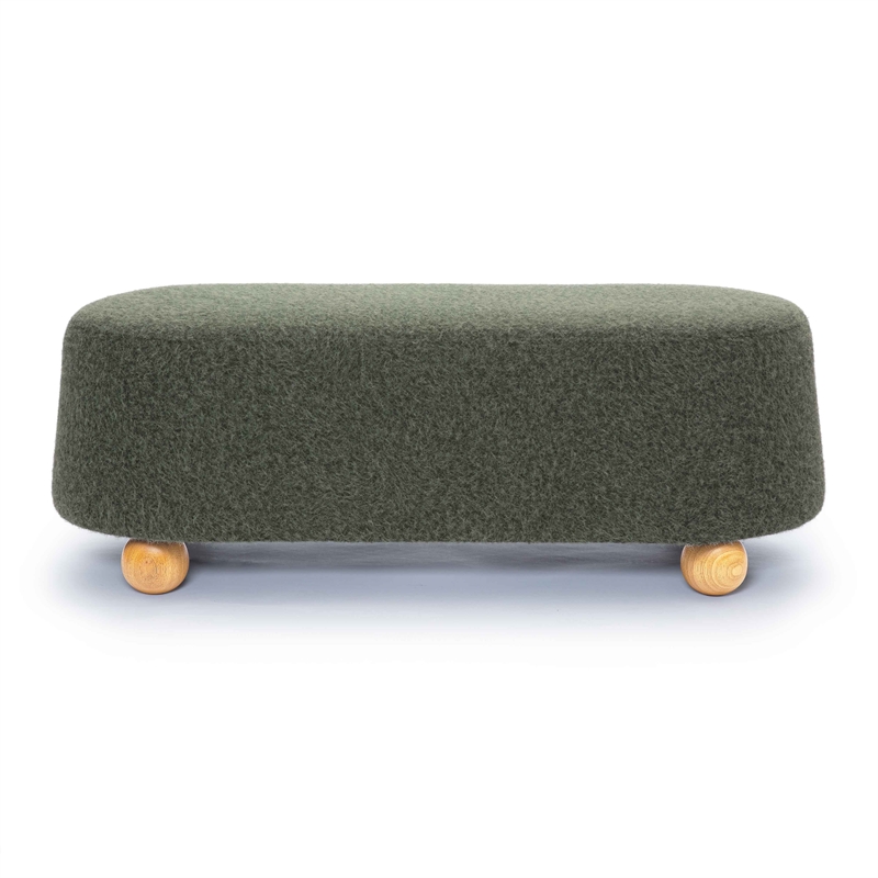 Pemberly Row Contemporary Forest Green Loose Mohair Large Ottoman