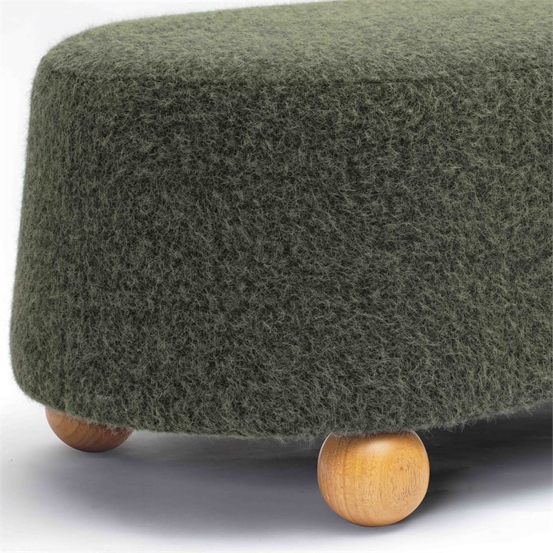 Pemberly Row Contemporary Forest Green Loose Mohair Large Ottoman