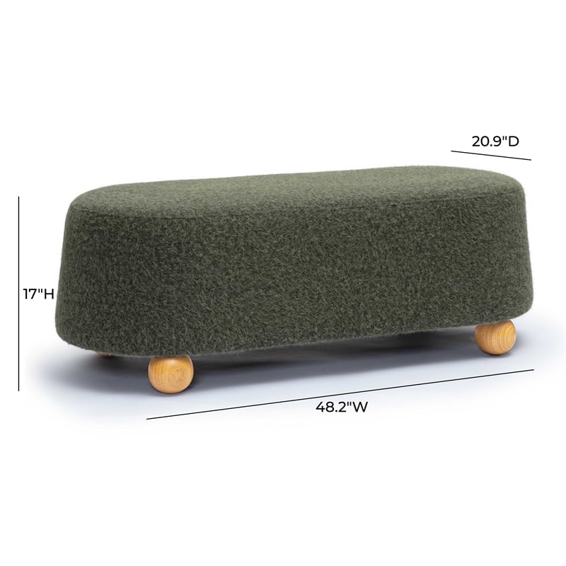 Pemberly Row Contemporary Forest Green Loose Mohair Large Ottoman