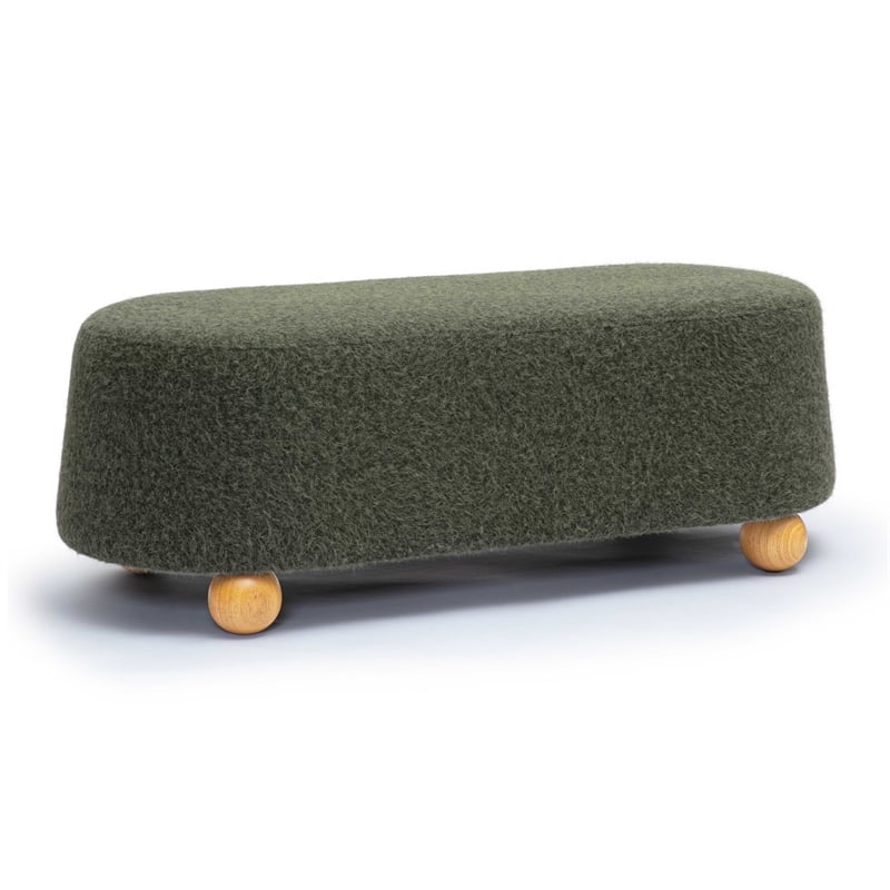 Pemberly Row Contemporary Forest Green Loose Mohair Large Ottoman