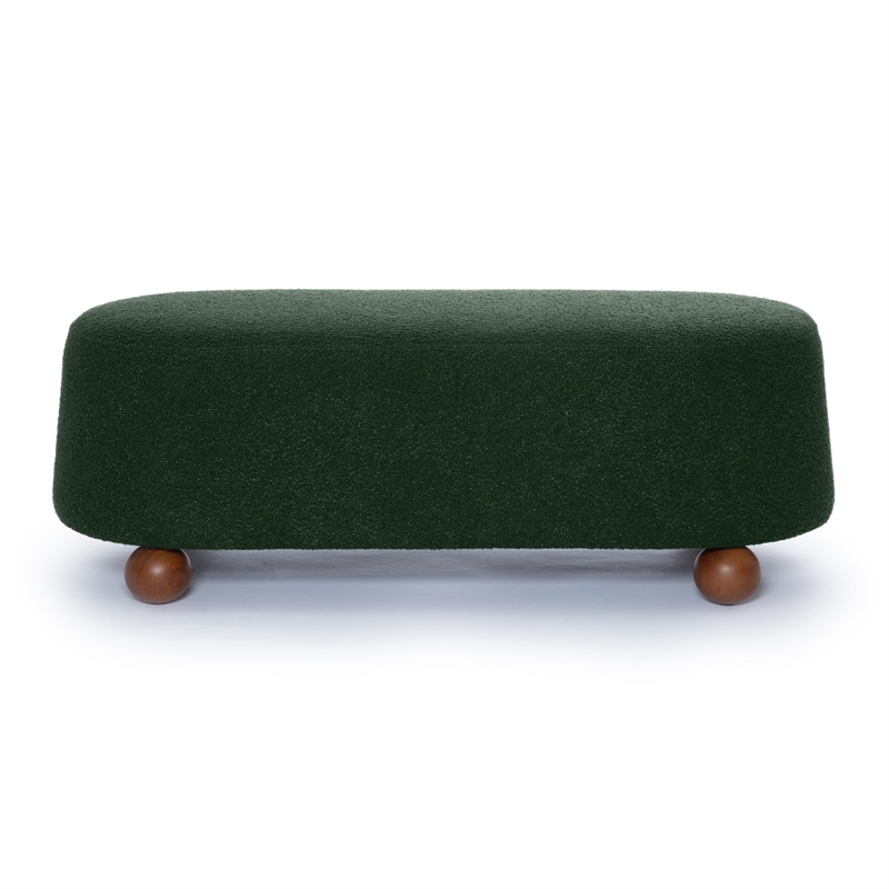 Pemberly Row Contemporary Upholstered Forest Green Boucle Large Ottoman