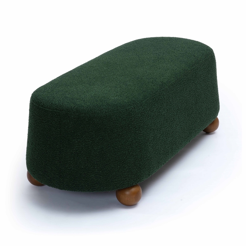 Pemberly Row Contemporary Upholstered Forest Green Boucle Large Ottoman