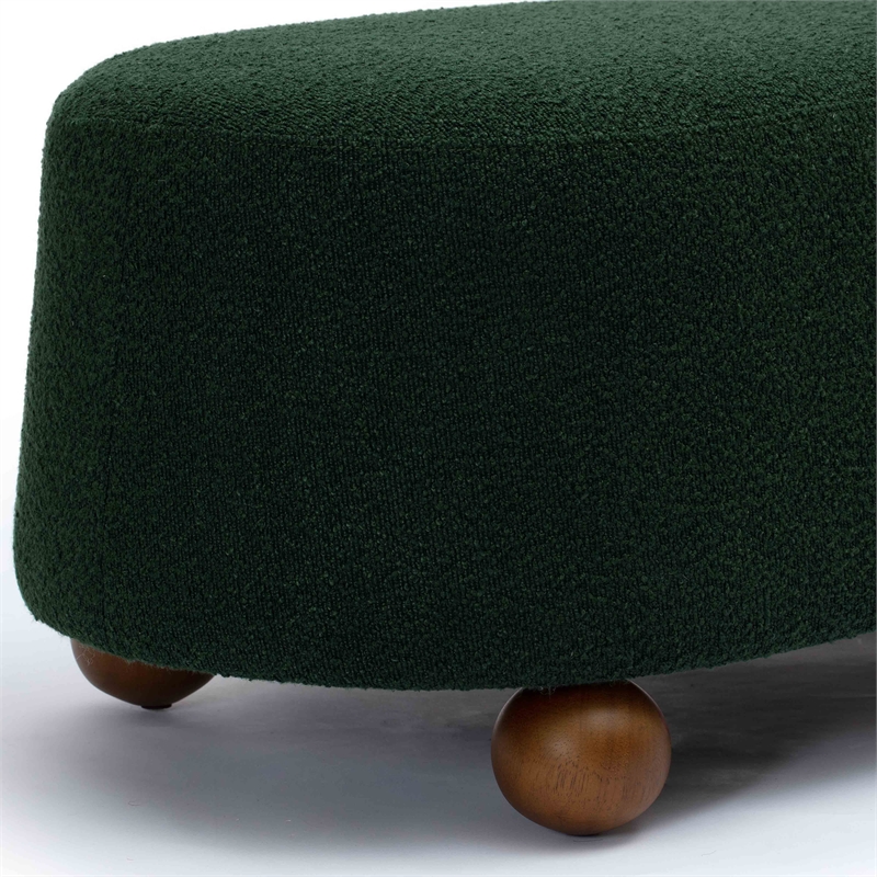 Pemberly Row Contemporary Upholstered Forest Green Boucle Large Ottoman