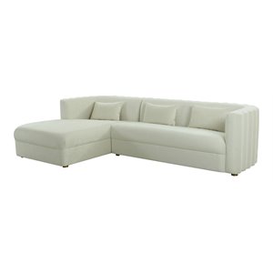 Pemberly Row 29.5&quotH Left-Arm Facing Velvet Upholstered/Wood Sectional in Cream