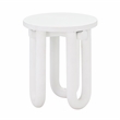 Pemberly Row Contemporary Concrete Round Side Table in White Finish