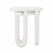 Pemberly Row Contemporary Concrete Round Side Table in White Finish